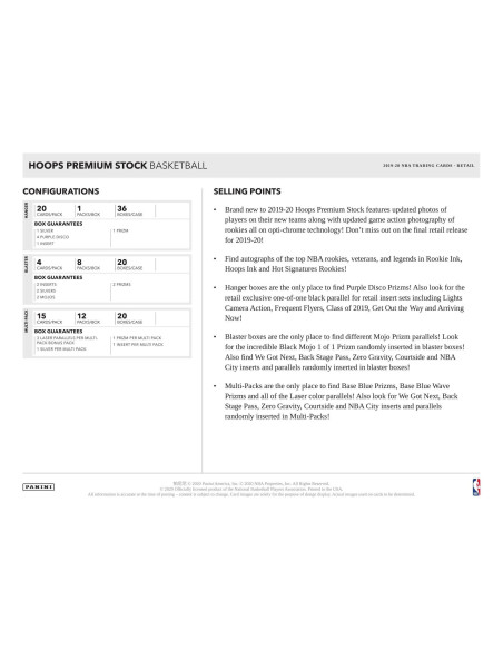 Pack - NBA Hoops Premium Stock - 2019/20