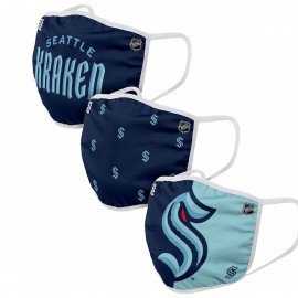 Set of 3 Fabric Masks - Seattle Kraken