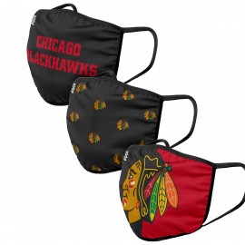 Set of 3 Fabric Masks - Chicago Blackhawks