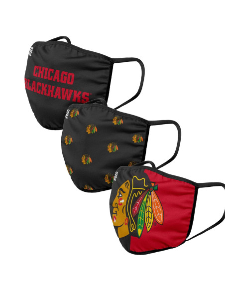 Lot de 3 Masques en Tissu - Chicago Blackhawks