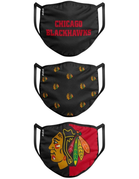 Lot de 3 Masques en Tissu - Chicago Blackhawks