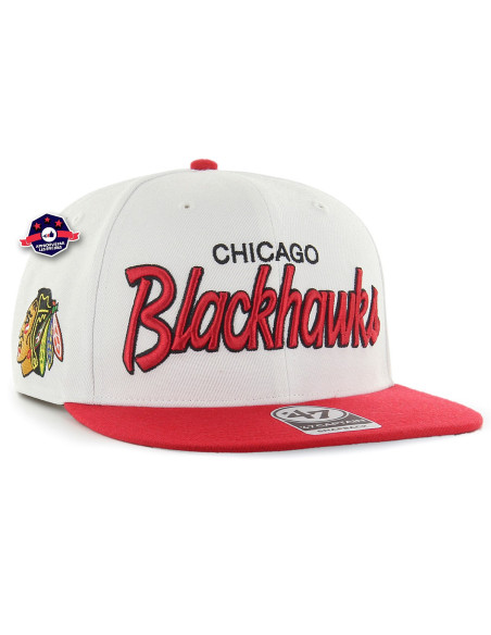 47 CAP NHL CHICAGO BLACKHAWKS CROSSTSCRIPT TWOTONE CAPT WH